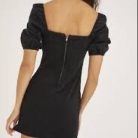 UO Urban Outfitters Chelsea Denim Puff Sleeve Mini Dress  black S Small - Picture 3 of 15